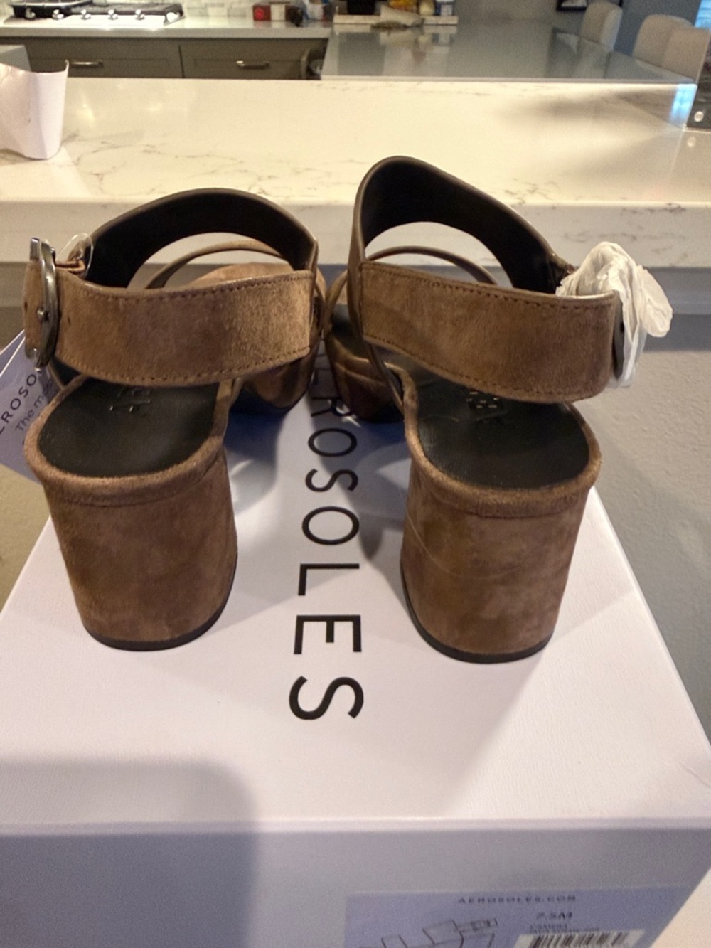 AEROSOLES Camera Java Suede Platform Wedge Sandal with Buckle - Picture 4 of 10